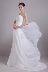 Ruched Sweetheart White Chiffon Prom Dress With Split