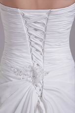 Ruched Sweetheart White Chiffon Prom Dress With Split