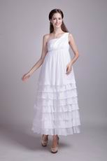 Ankle Length Layers White Plus Size Maternity Prom Dress