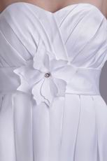 High Low White Evening Dress With Handmade Flower