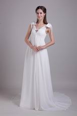 V Neckline Quality White Prom Dresses Wedding Party Dress