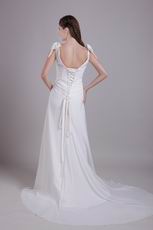 V Neckline Quality White Prom Dresses Wedding Party Dress