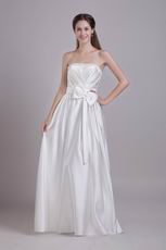 Floor Length White Very Formal Dresses With Bowknot Decorate