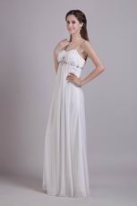 Best Spaghetti Straps White Chiffon Evening Dress