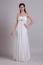 Best Spaghetti Straps White Chiffon Evening Dress