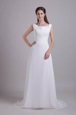 Scoop Neckline See-through White Chiffon Sexy Prom Dres