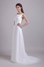 Scoop Neckline See-through White Chiffon Sexy Prom Dres