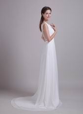 Scoop Neckline See-through White Chiffon Sexy Prom Dres