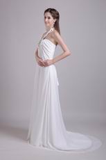 Halter Lace Up Skirt White Prom Dress For 2014 Prom Season