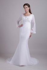 Long Chiffon Sleeves Trumpet Mother Of The Bride Dress