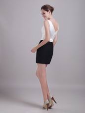 Mini-length White and Black Short Prom Dress Design With V-neck