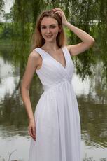 Stylish V Neckline Long A-line White Chiffon Maternity Prom Dress