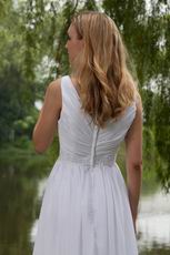 Stylish V Neckline Long A-line White Chiffon Maternity Prom Dress