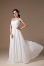 Delicate Strapless Empire Waist White Svelte Sing and Dancing Party Dress
