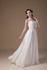 Delicate Strapless Empire Waist White Svelte Sing and Dancing Party Dress