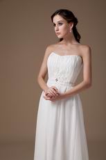 Delicate Strapless Empire Waist White Svelte Sing and Dancing Party Dress