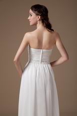 Delicate Strapless Empire Waist White Svelte Sing and Dancing Party Dress