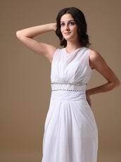 Scoop White Chiffon 2014 Top Designer Prom Dress Elegant