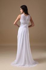 Scoop White Chiffon 2014 Top Designer Prom Dress Elegant