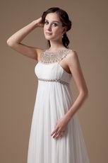 Scoop Ivory Chiffon Maternity Prom Dress With Pearl Decorate