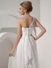 One Shoulder Ruched Ivory Chiffon Dress To 2014 Wear