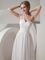 One Shoulder Ruched Ivory Chiffon Dress To 2014 Wear