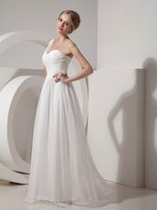 One Shoulder Ruched Ivory Chiffon Dress To 2014 Wear