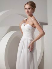 One Shoulder Ruched Ivory Chiffon Dress To 2014 Wear