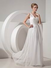 One Shoulder Ruched Ivory Chiffon Dress To 2014 Wear