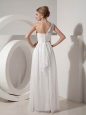 One Shoulder Ruched Ivory Chiffon Dress To 2014 Wear