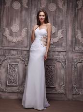 White One Shoulder Skirt 2014 Designer Dress For Club Party