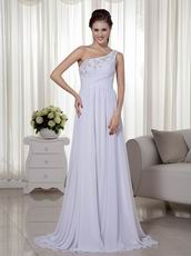 One Shoulder Designer White Skirt Top 2014 Prom Dress