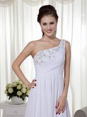 One Shoulder Designer White Skirt Top 2014 Prom Dress