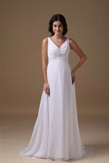 Decent V-neck White Long Maternity Prom Dress For Sale