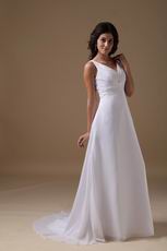 Decent V-neck White Long Maternity Prom Dress For Sale