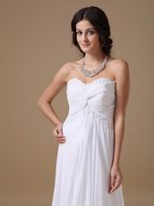 Pretty Applique Criss Cross White Chiffon Dress For Party