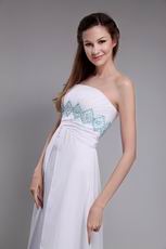 Sweet Strapless White Chiffon Designer Prom Dress For La