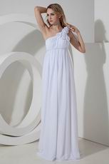 One Shoulder Flowers Straps Maternity Bridal Prom Dress