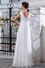 Cheap V-neck White Chiffon Very Formal Prom Dresses