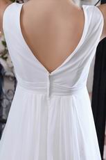 Cheap V-neck White Chiffon Very Formal Prom Dresses