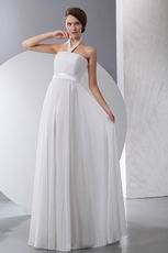 Halter Top Column Floor Length Custom Fit White Prom Dress