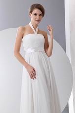 Halter Top Column Floor Length Custom Fit White Prom Dress