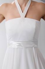 Halter Top Column Floor Length Custom Fit White Prom Dress
