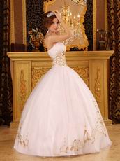 Fitted White Ancient Palace Ball Dress With Gold Embroidery