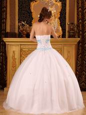 Discount White Ball Gown Quinceanera Dress With Blue Decorate