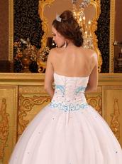 Discount White Ball Gown Quinceanera Dress With Blue Decorate