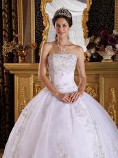 Strapless Appliqued Skirt White Quinceanera Dresses Maker