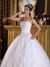 Strapless Appliqued Skirt White Quinceanera Dresses Maker