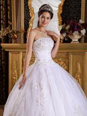 Strapless Appliqued Skirt White Quinceanera Dresses Maker