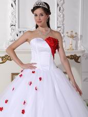 Princess Puffy White Quinceanera Dress With Wine Red